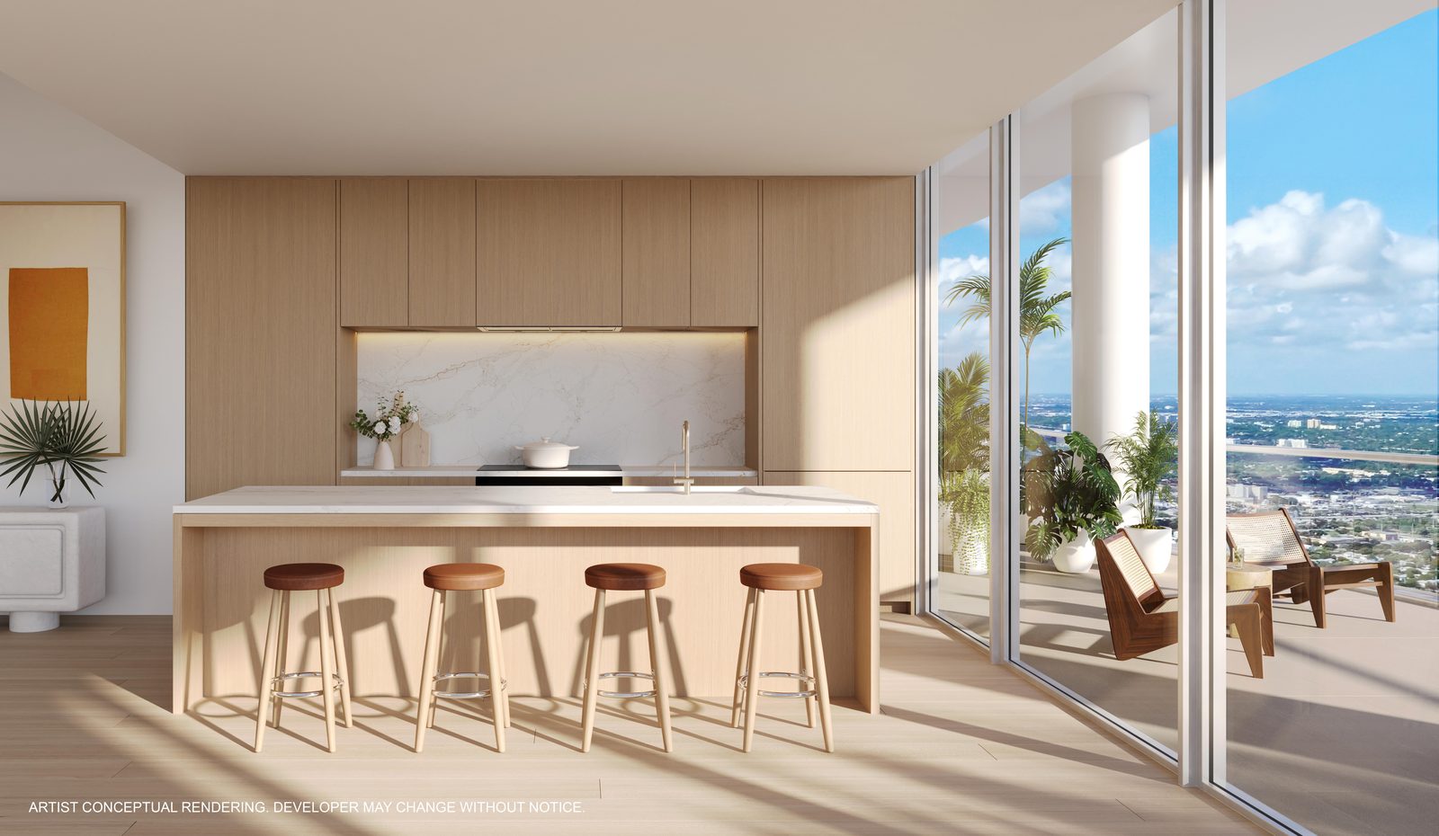 Rockwell-designed kitchen with Calacatta Quartz countertops