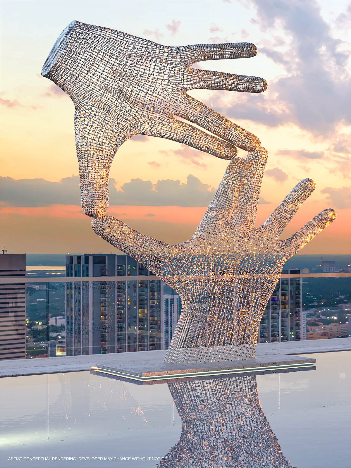 Signature sculpture overlooking the JEM resort pool