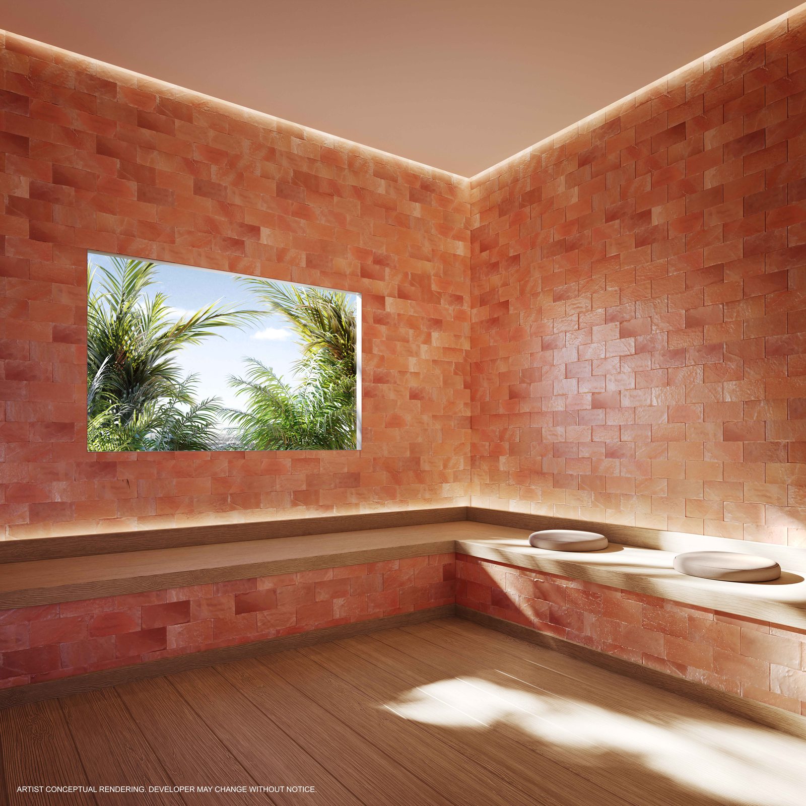 Pink Himalayan salt room in the JEM spa suite